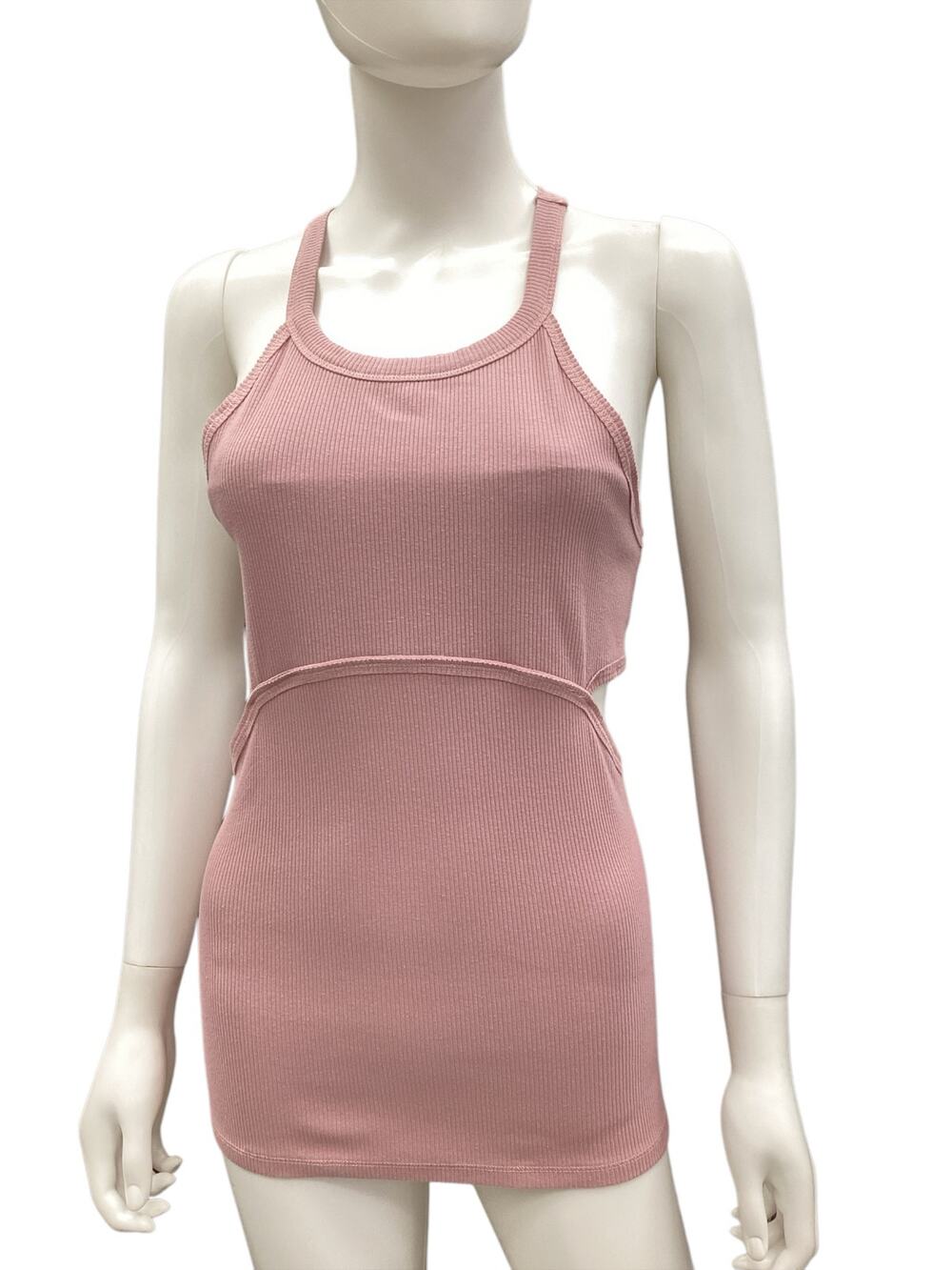 Free People Women’s Sport Top Size L Side Cutouts Sleeveless Cotton Spandex Pink
